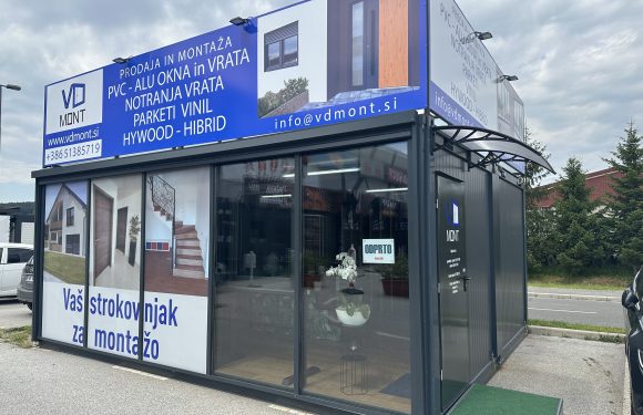 Novo pred Qcentrom Ptuj – razstavni salon podjetja VD Mont